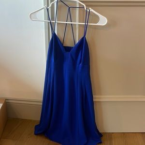 Express blue straps dress. Very flattering on. Beautiful color.